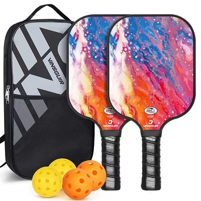 Ελαφρύς βάρος ανθεκτικός καρτονιού ίνες pickleball κουπί σετ από 4 με μπάλες και θήκη μεταφοράς