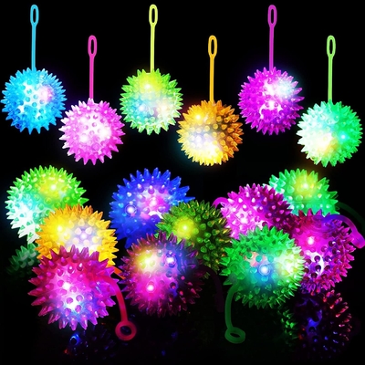 Ρούμπα TPR Flashing Spikey αναπηδώντας Yoyo παιχνίδι μπάλα σε πολλαπλά χρώματα Υπέροχο για την ανακούφιση από το άγχος